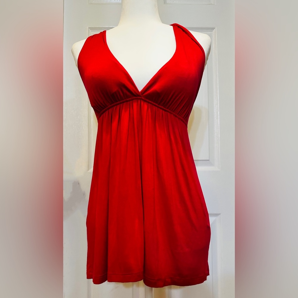 Lush Top halter red padded bra racer back v-neck size  small - Picture 3 of 10
